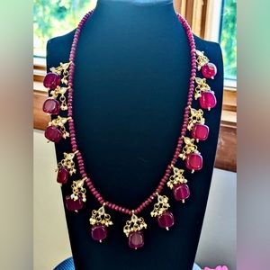 House Of RuSa Couture Finely Handcrafted Stunning Ruby Neckpiece ; small pearls
